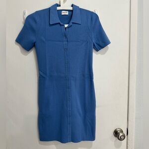 Sunday Best Polo Blue Button-Front Shirt Dress